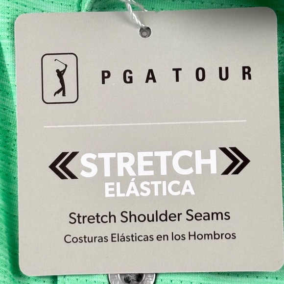 PGA Tour Men's Airflux UPF 40 Stretch Spring Green Polo Shirt Size Large NWT - Picture 4 of 10